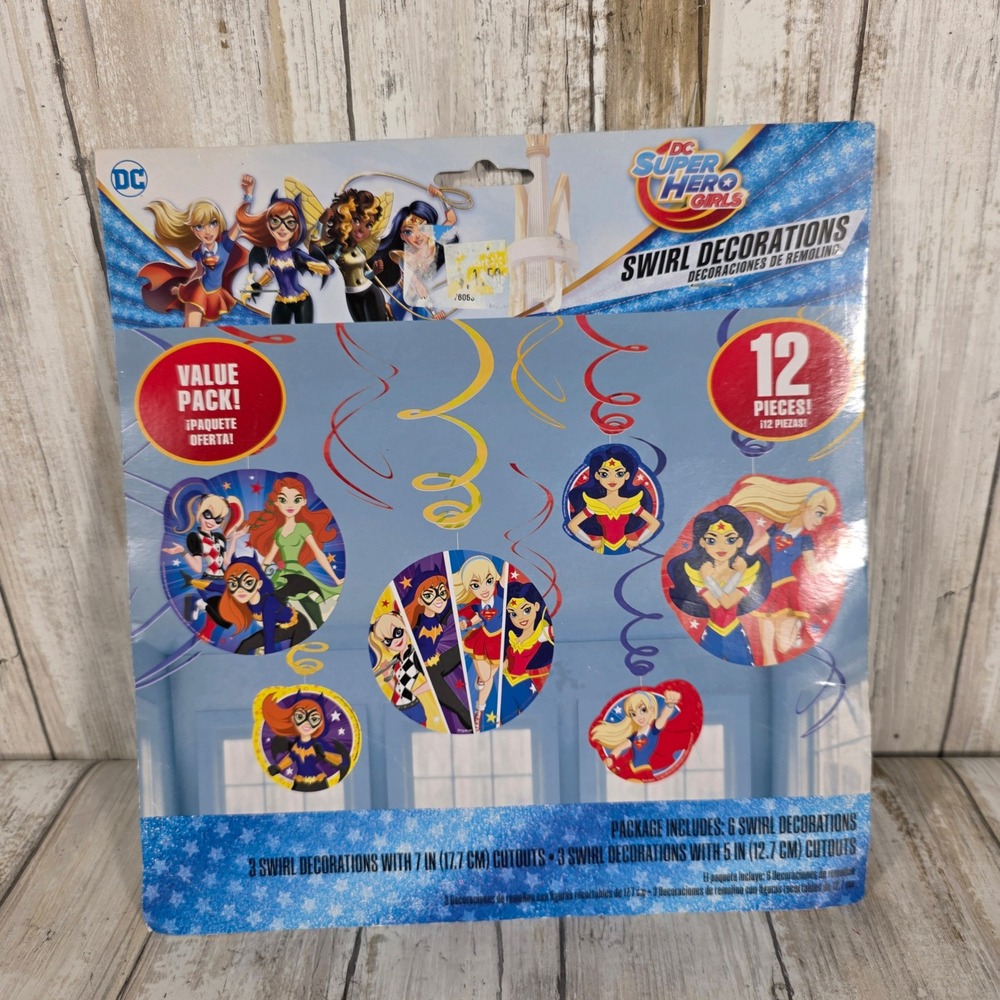 DC Super Hero Girls Swirl Decorations 12pc Value Pack Designware DW 671609AG NEW